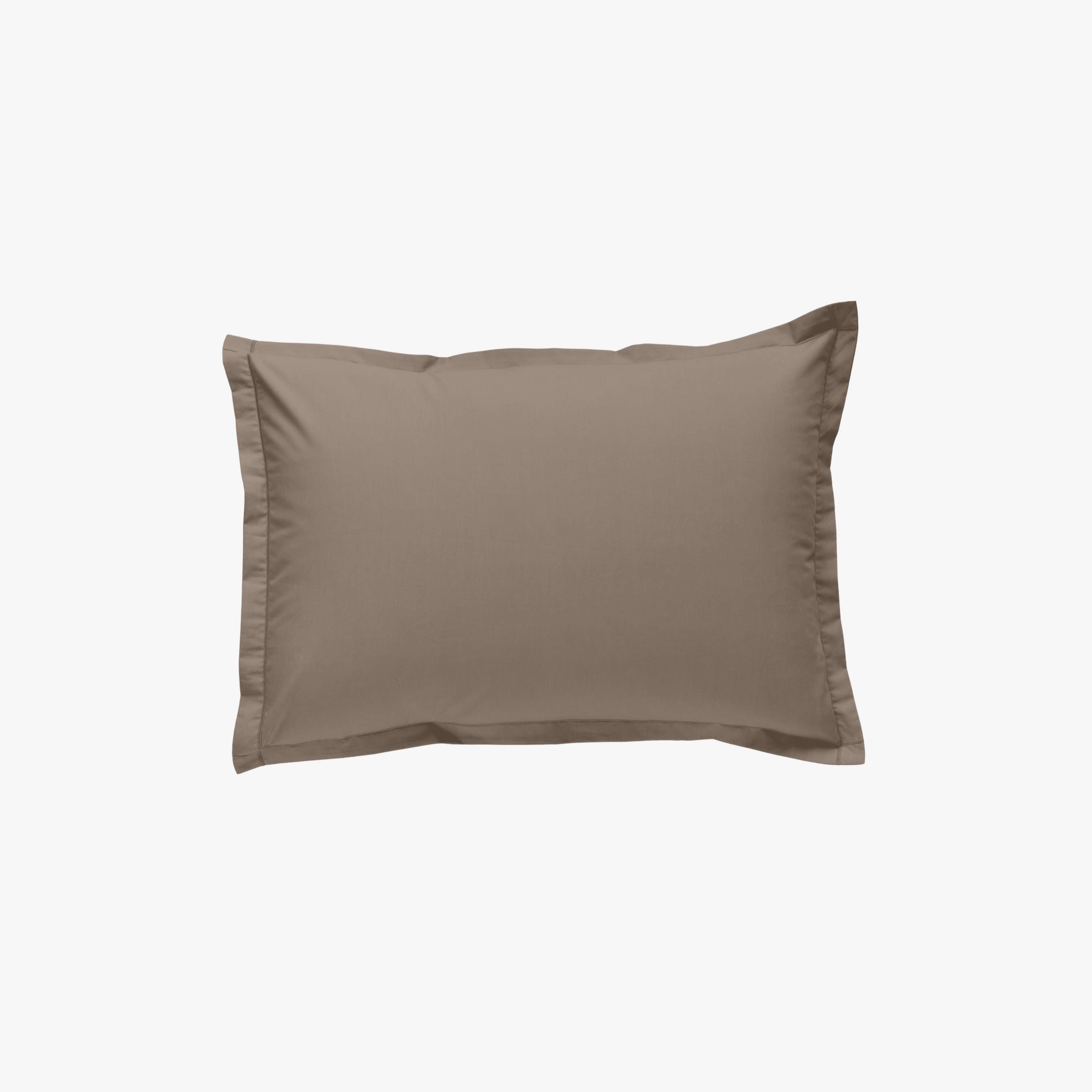 Taie d'Oreiller Percale de Coton 80 fils Taupe 40x80 cm