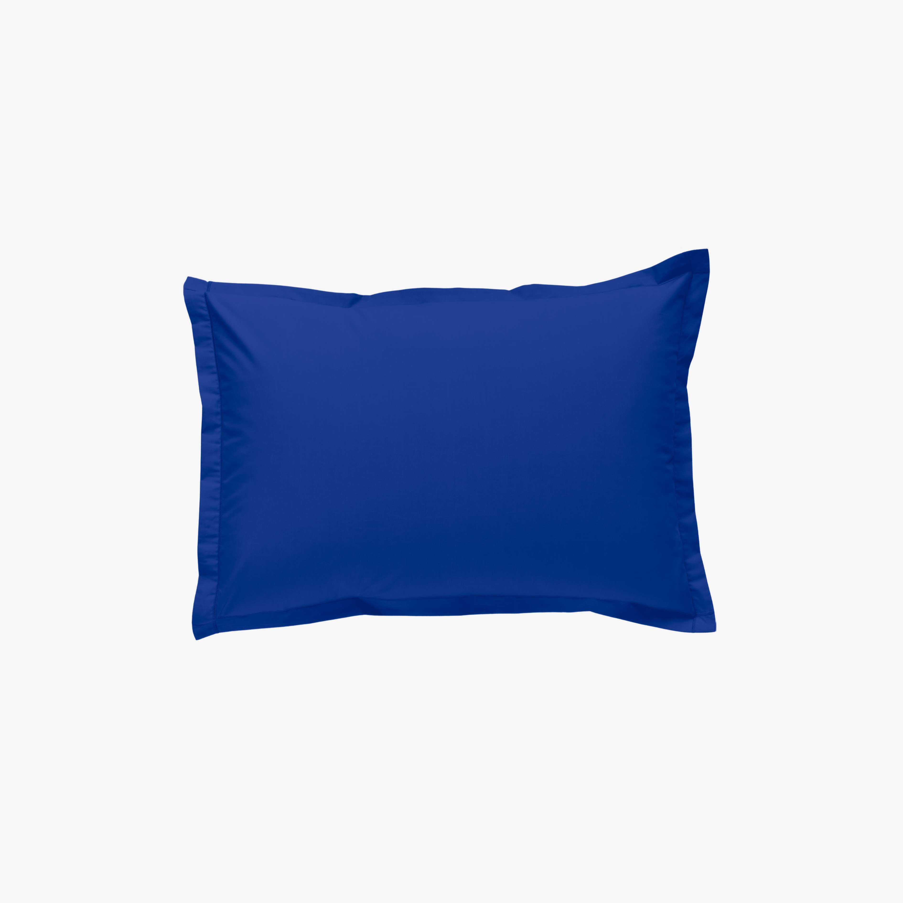 Taie d'Oreiller Percale de Coton 80 fils Bleu Roy 50x70 cm