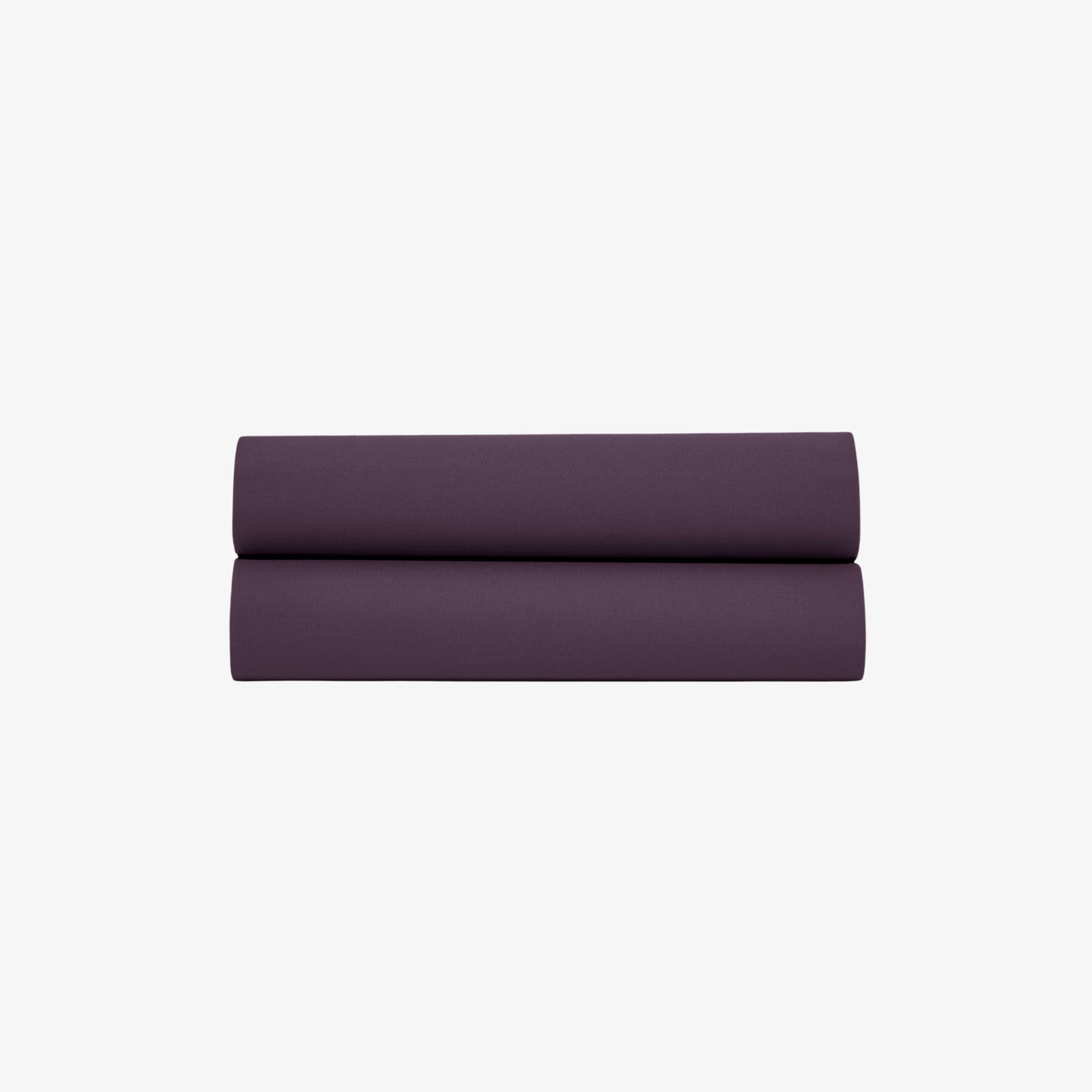 Drap Plat Percale de Coton 80 fils Aubergine 270X300 cm