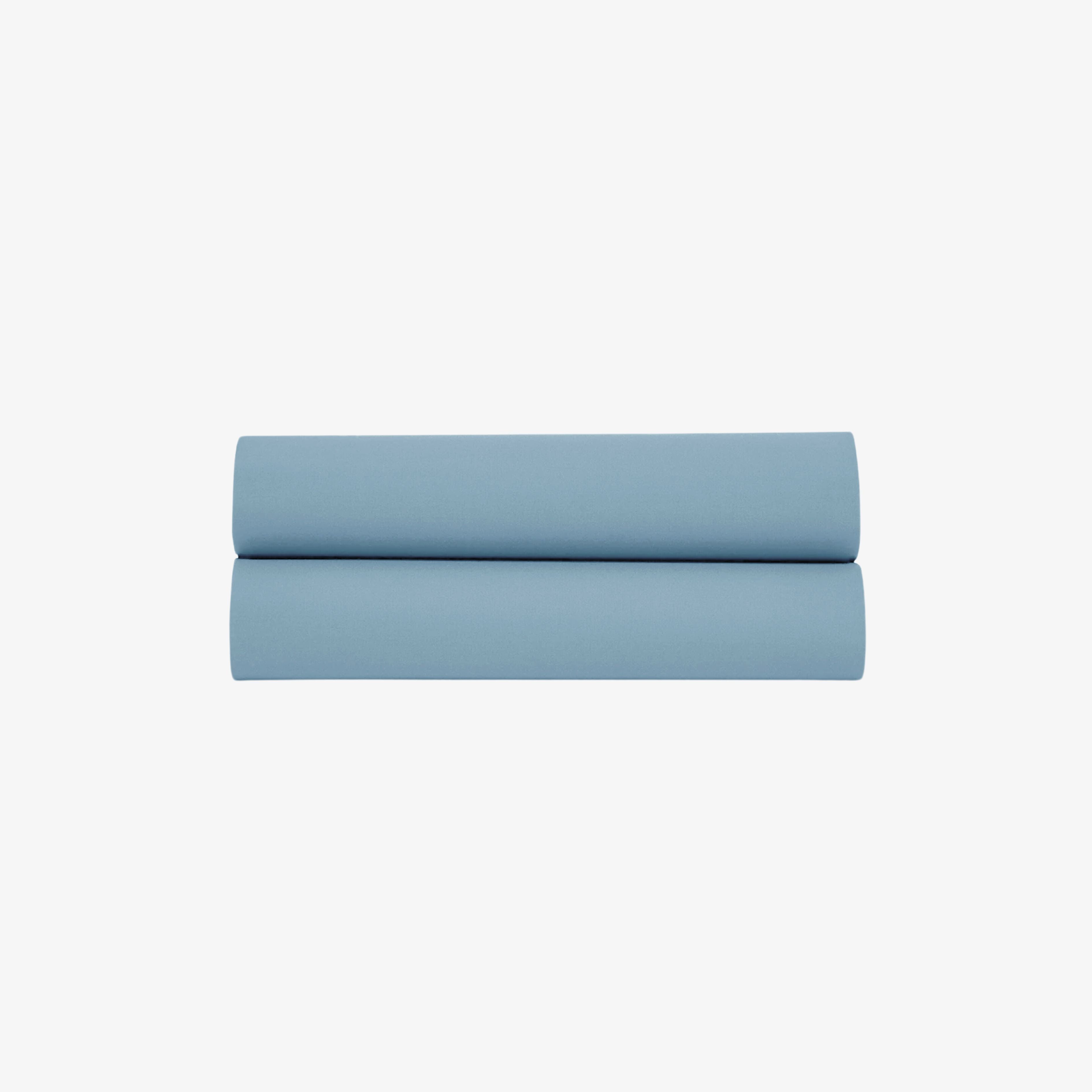 Drap Plat Percale de Coton 80 fils Bleu Jean 180x290 cm