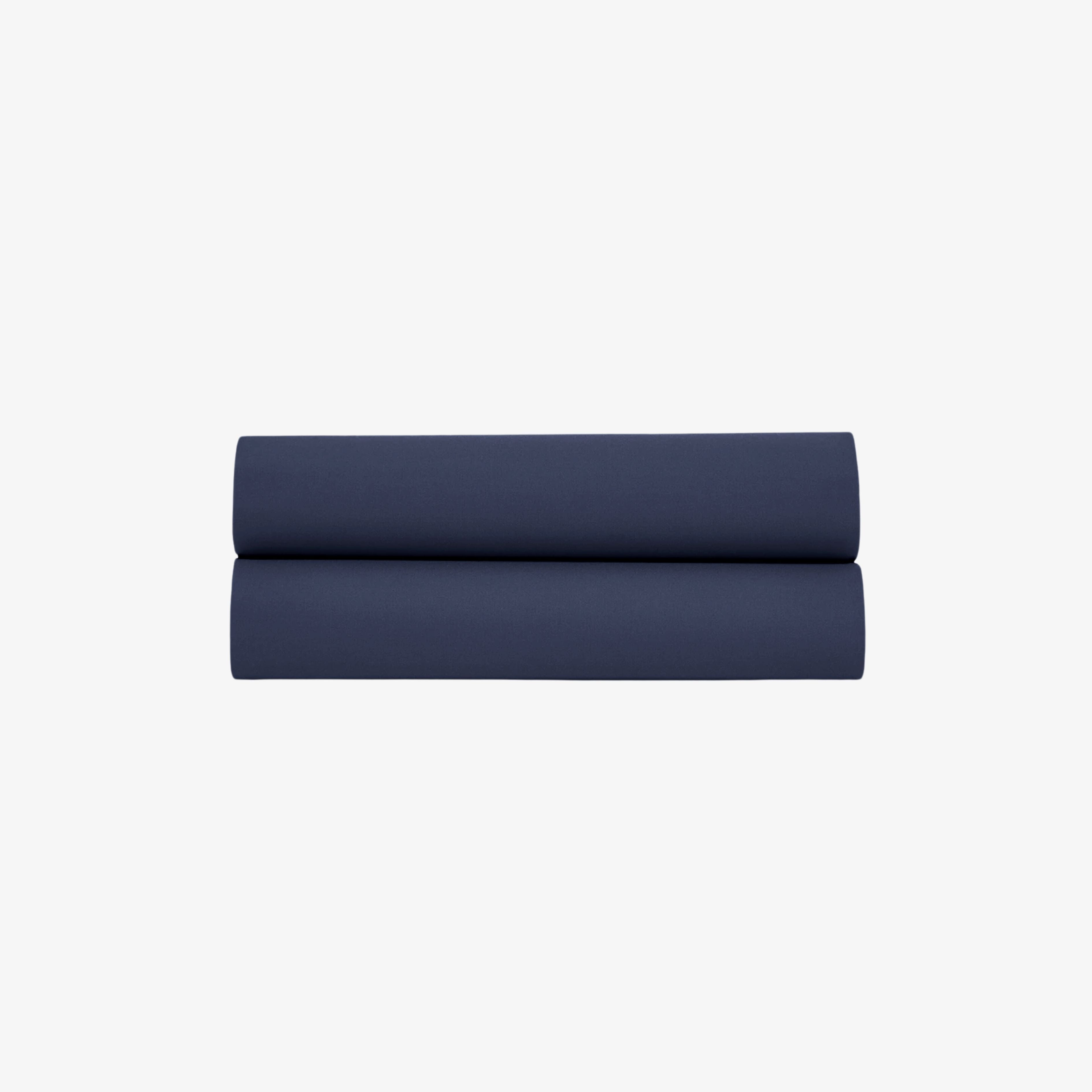 Drap Plat Percale de Coton 80 fils Marine 180x290 cm