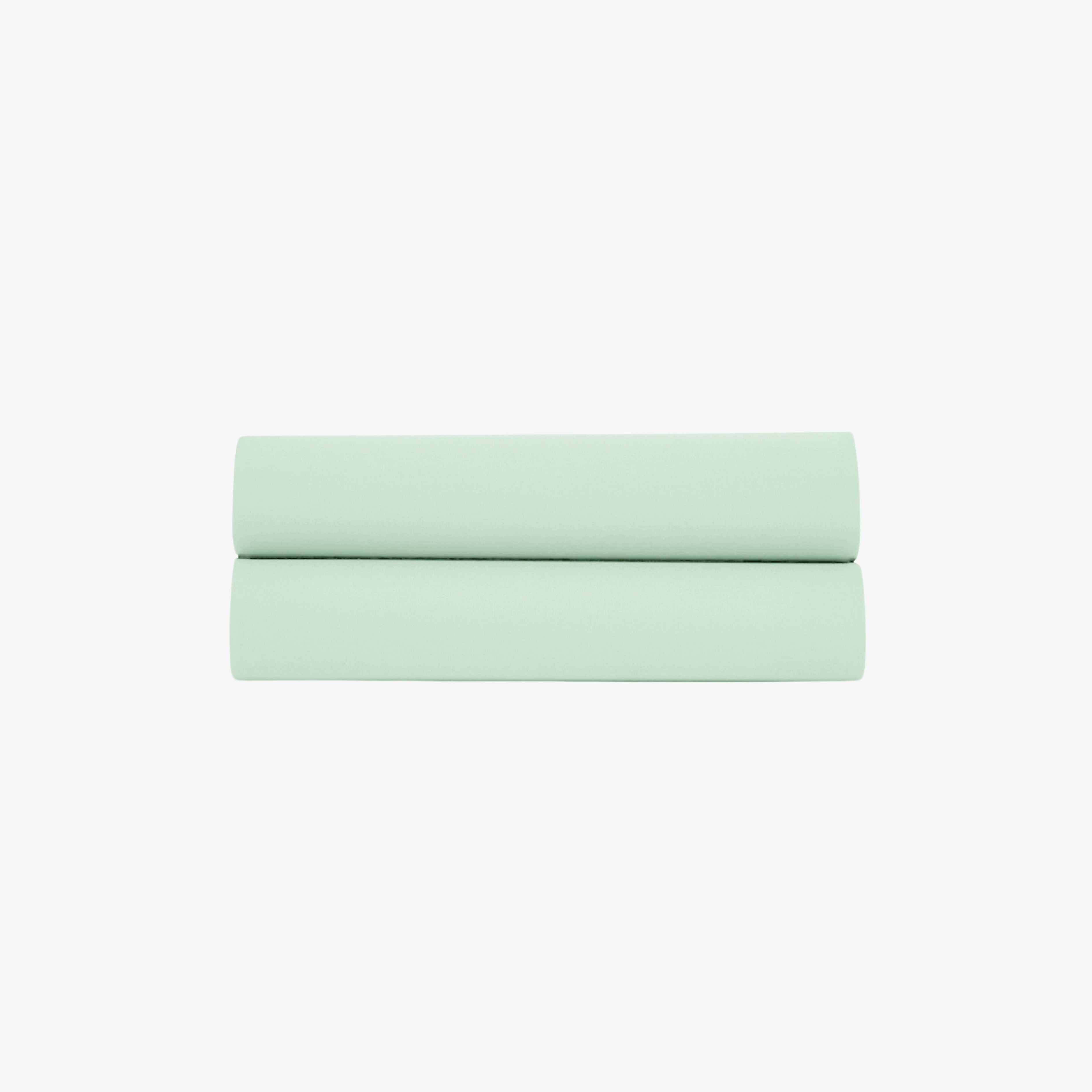 Drap Plat Satin de Coton 120 fils Vert d'Eau 180x290 cm