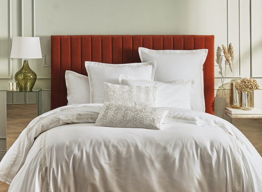 DALLAS NACRE Housse de couette avec broderie fine