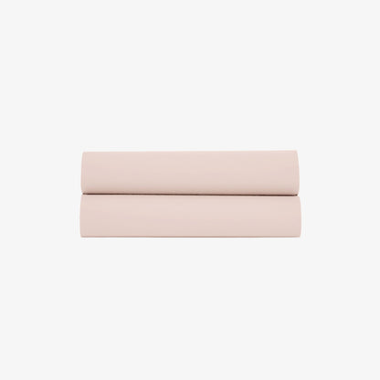 Drap Plat Satin de Coton 120 fils Rose Poudré 180x290 cm